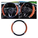 JOYCOURT 15 Inch Bling Soft Leather Car Steering Wheel Cover, Orange