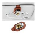 Bling Sunglasses Holders for Car Visor, Crystal Rhinestone Leather One Handed Operation Vehicles Sun Visor Glasses Clip, Automotive Interior Ticket Card Clip, Universal Fit (Orange)