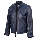 Blingsoul Quilted Leather Jacket Men - Motorcycle Style Cafe Racer Lambskin Jacket for Mens