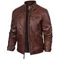 Blingsoul Quilted Leather Jacket Men - Motorcycle Style Cafe Racer Lambskin Jacket for Mens