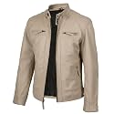 Blingsoul Cafe Racer Leather Jacket Men - Quilted Real Lambskin Leather Jacket for Men with Snap Tab Collar