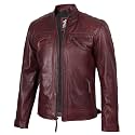 Blingsoul Quilted Leather Jacket Men - Motorcycle Style Cafe Racer Lambskin Jacket for Mens