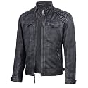 Blingsoul Quilted Leather Jacket Men - Motorcycle Style Cafe Racer Lambskin Jacket for Mens