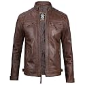 Blingsoul Quilted Leather Jacket Men - Motorcycle Style Cafe Racer Lambskin Jacket for Mens