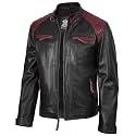 Blingsoul Cafe Racer Leather Jacket Men - Quilted Real Lambskin Leather Jacket for Men with Snap Tab Collar