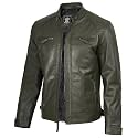 Blingsoul Cafe Racer Leather Jacket Men - Quilted Real Lambskin Leather Jacket for Men with Snap Tab Collar