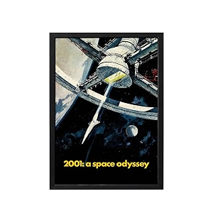 blinkart 2001 a space odyssey movie poster frame 8x12 inch  premium 300 gsm paper wall print  vintage film artwork for home bedroom living room office  framed photo decor