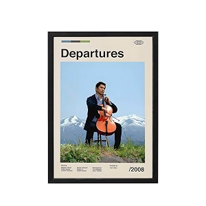 blinkart departures 2008 movie poster frame 8x12 inch  premium 300 gsm paper wall print  mid century vintage film artwork for home bedroom living room office  framed photo decor