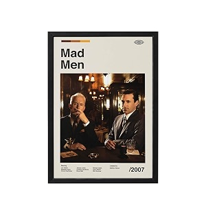 blinkart don draper mad movie poster frame 8x12 inch  premium 300 gsm paper wall print  mid century vintage film artwork for home bedroom living room office  framed photo decor