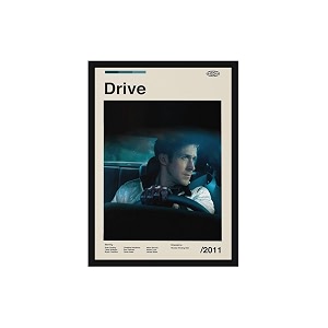 blinkart drive 2011 movie poster frame 12x18 inch  premium 300 gsm paper wall print  mid century vintage film artwork for home bedroom living room office  framed photo decor