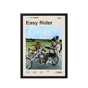 blinkart easy rider wall movie poster frame 8x12 inch  premium 300 gsm paper wall print  mid century vintage film artwork for home bedroom living room office  framed photo decor