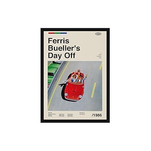 blinkart ferris bueller39s movie poster frame 12x18 inch  premium 300 gsm paper wall print  mid century vintage film artwork for home bedroom living room office  framed photo decor