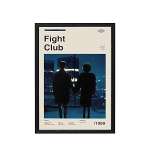 blinkart fight club vintage movie poster frame 8x12 inch  premium 300 gsm paper wall print  mid century vintage film artwork for home bedroom living room office  framed photo decor