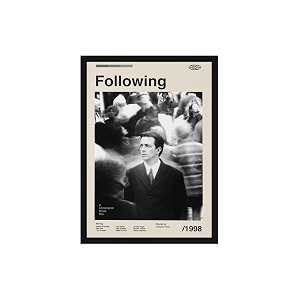 blinkart following 1998 movie poster frame 12x18 inch  premium 300 gsm paper wall print  mid century vintage film artwork for home bedroom living room office  framed photo decor