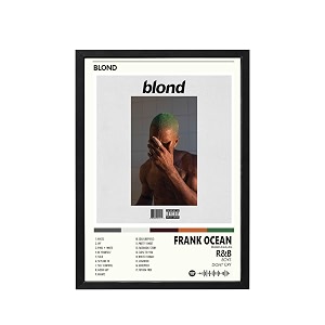 frank ocean blond popular music album songs hanging wall artwork photoframes 13x10 inch for decor home bedroom living room aesthetics spotify song link qr code with your photo frame
