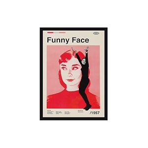 blinkart funny face vintage movie poster frame 8x12 inch  premium 300 gsm paper wall print  mid century vintage film artwork for home bedroom living room office  framed photo decor