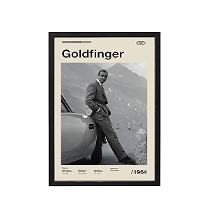 blinkart goldfinger james bond movie poster frame 8x12 inch  premium 300 gsm paper wall print  mid century vintage film artwork for home bedroom living room office  framed photo decor