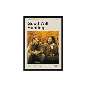 blinkart good will huntering movie poster frame 8x12 inch  premium 300 gsm paper wall print  mid century vintage film artwork for home bedroom living room office  framed photo decor