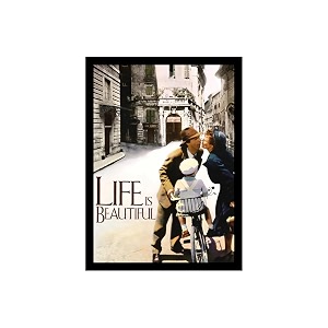 blinkart life is beautiful 1997 movie poster frame 12x18 inch  premium 300 gsm paper wall print  vintage film artwork for home bedroom living room office  framed photo decor