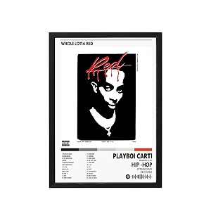 blinkart playboi carti whole lotte music album songs hanging wall artwork photoframes 13x10 inch decor for home bedroom living room aesthetics spotify song link qr code with your photo frame