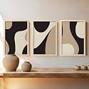 BLINKART Set of 3 Beige Black Curves