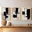 BLINKART Set of 3 BLACK BEIGE BRUSHSTROKE