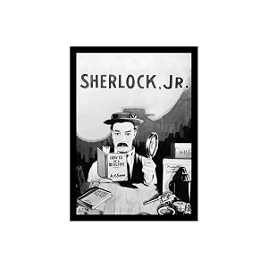 blinkart sherlock jr 1924 movie poster frame 12x18 inch  premium 300 gsm paper wall print  vintage film artwork for home bedroom living room office  framed photo decor