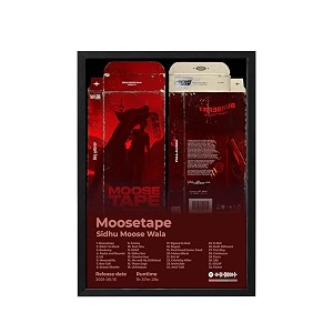 blinkart siddu moosewala moosetape popular music album songs hanging wall artwork photo frames 13x10 inch decoration home bedroom living room aesthetics spotify song link qr code