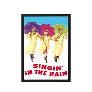 blinkart singin39 in the rain 1952 movie poster frame 8x12 inch  premium 300 gsm paper wall print  vintage film artwork for home bedroom living room office  framed photo decor