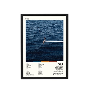szasos music album songs hanging wall artwork photoframes 13x10 inch decor for home bedroom living room aesthetics spotify song link qr code with your photo frame perfect for gifting