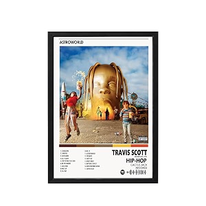 blinkart travis scott astroworld music album songs hanging wall art work photo frames 13x10 inch decor for home bedroom living room aesthetics spotify song link qr code with your photo frame