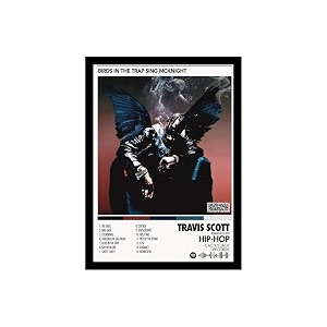 blinkart travis scottbirds in the trap music album songs hanging wall art work photo frames 13x10 inch decor for home bedroom living room aesthetics spotify song link qr code with your photo frame