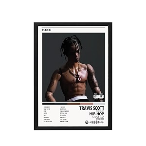 blinkart travis scottrodeo music album songs hanging wall art work photo frames 13x10 inch decor for home bedroom living room aesthetics spotify song link qr code with your photo frame
