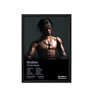 blinkart travis scottrodeo popular music album hanging wall photo frames 13x10 inch decoration for home bedroom living room aesthetics artworks spotify song link qr code with your photo frame