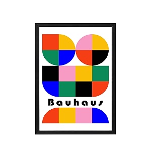 blinkart vintage bauhaus geometric poster  8x12 inch a4 framed wall art  retro mid century abstract print  aesthetic decor for living room bedroom amp office  gallery exhibition print d123