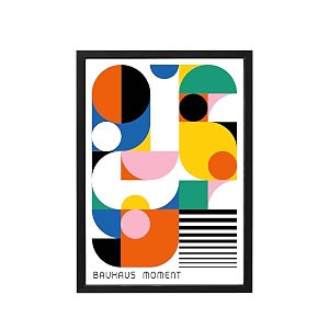 blinkart vintage bauhaus geometric poster  8x12 inch a4 framed wall art  retro mid century abstract print  aesthetic decor for living room bedroom amp office  gallery exhibition print d120