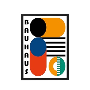 blinkart vintage bauhaus geometric poster  8x12 inch a4 framed wall art  retro mid century abstract print  aesthetic decor for living room bedroom amp office  gallery exhibition print d128