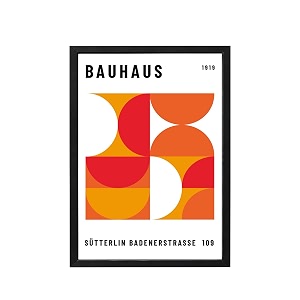 blinkart vintage bauhaus geometric poster  8x12 inch a4 framed wall art  retro mid century abstract print  aesthetic decor for living room bedroom amp office  gallery exhibition print d109