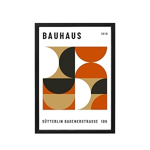 blinkart vintage bauhaus geometric poster  8x12 inch a4 framed wall art  retro mid century abstract print  aesthetic decor for living room bedroom amp office  gallery exhibition print d110