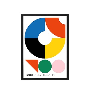 blinkart vintage bauhaus geometric poster  8x12 inch a4 framed wall art  retro mid century abstract print  aesthetic decor for living room bedroom amp office  gallery exhibition print d118