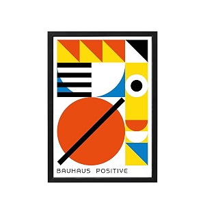 blinkart vintage bauhaus geometric poster  8x12 inch a4 framed wall art  retro mid century abstract print  aesthetic decor for living room bedroom amp office  gallery exhibition print d115