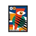BLINKART Vintage Bauhaus Geometric Poster | 8x12 Inch (A4) Framed Wall Art | Retro Mid Century Abstract Print | Aesthetic Decor for Living Room, Bedroom &amp; Office | Gallery Exhibition Print (D125)