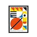 BLINKART Vintage Bauhaus Geometric Poster | 8x12 Inch (A4) Framed Wall Art | Retro Mid Century Abstract Print | Aesthetic Decor for Living Room, Bedroom &amp; Office | Gallery Exhibition Print (D115)