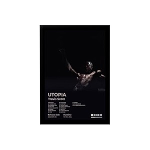 blinkart wood travis scottutopia popular music album hanging wall rectangular photo frames 13x10 inch decoration for home bedroom living room aesthetics artworks spotify song link qr code black
