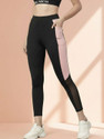 BLINKIN Color Block Women Black, Pink Tights