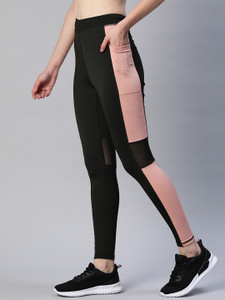 blinkin color block women black tights