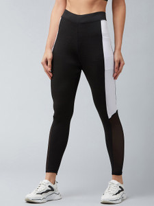 blinkin color block women white black tights