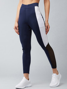 blinkin color block women white blue tights