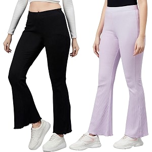 BLINKIN Womens Stretch Fit Mid Rise Ribbed