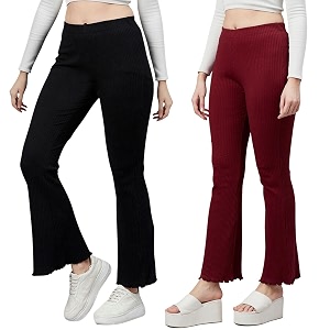 BLINKIN Womens Stretch Fit Mid Rise Ribbed